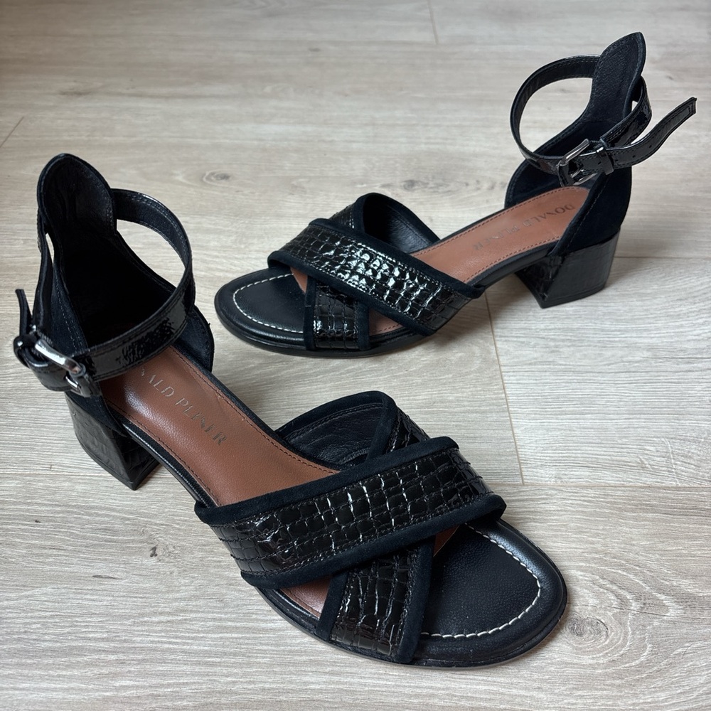 Donald J. Pliner Black Croc-Embossed Heels